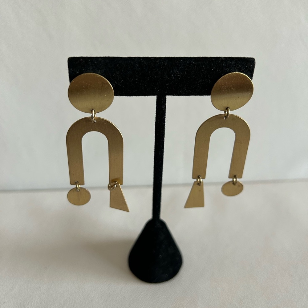 Vintage 80’s New Wave Gold Modern Geometric Earrings
